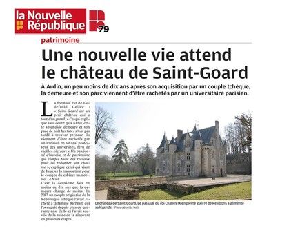 Article de presse : vente du château de Saint Goard